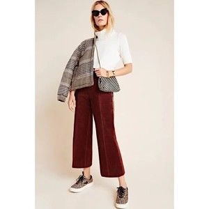 Anthropologie Pilcro and The Letterpress High Rise Wide Leg Corduroy Pants Brown